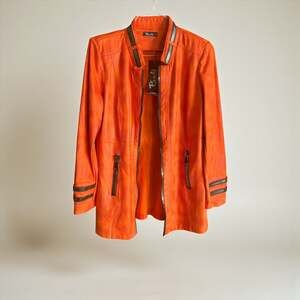 Bali Corp. Orange Zipper Accented Vegan Leather Jacket Size 6